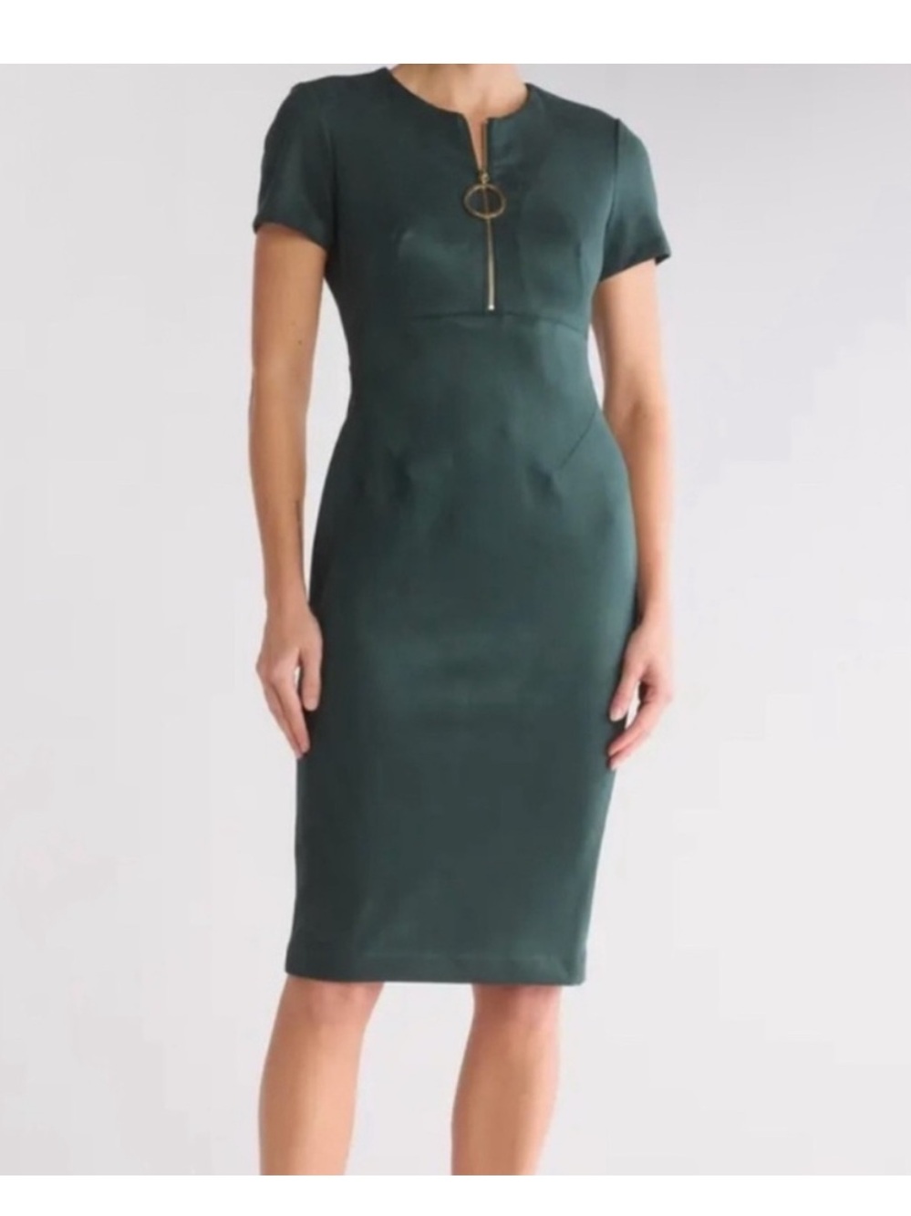 Calvin Klein Sheath Dress with Gold Ring Zip